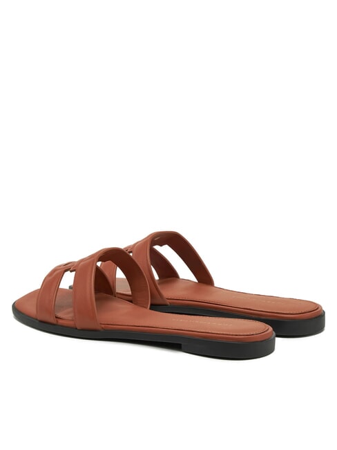 TH LOGO STRAP Niedrige Lederpantoffeln Zimtrinde - Damenschuhe