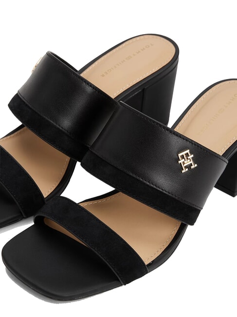 TH Leder-Pantolette mit breitem Absatz Schwarz - Damenschuhe