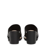 TOMMY HILFIGER TH Leder-Pantolette mit breitem Absatz Schwarz - Damenschuhe - 6