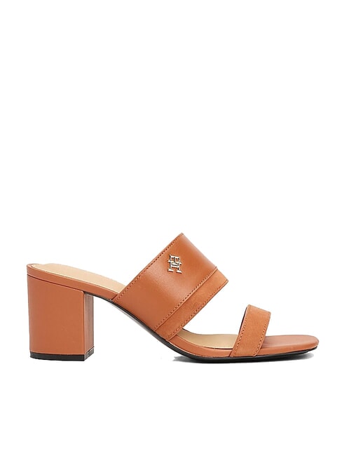 TH Leder-Pantolette mit breitem Absatz Zimtrinde - Damenschuhe