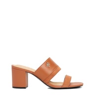 TOMMY HILFIGER TH Leder-Pantolette mit breitem Absatz Zimtrinde - Damenschuhe - 3