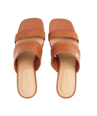 TOMMY HILFIGER TH Leder-Pantolette mit breitem Absatz Zimtrinde - Damenschuhe - 5