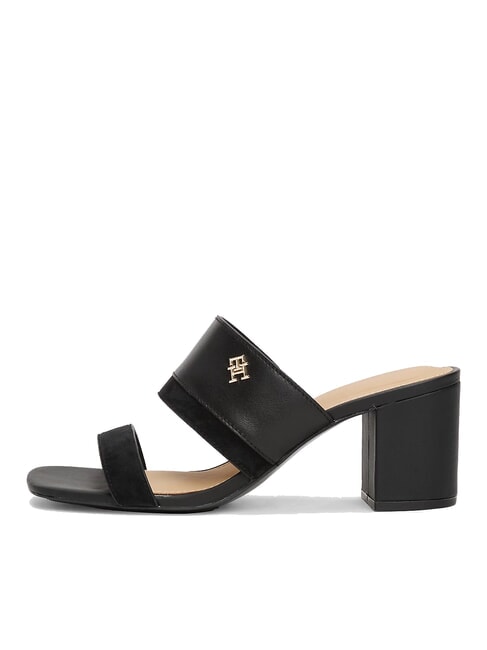 TH Leder-Pantolette mit breitem Absatz Schwarz - Damenschuhe