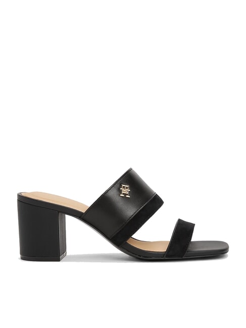 TH Leder-Pantolette mit breitem Absatz Schwarz - Damenschuhe