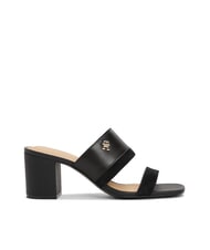 TOMMY HILFIGER TH Leder-Pantolette mit breitem Absatz Schwarz - Damenschuhe - 3