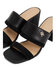 TOMMY HILFIGER TH Leder-Pantolette mit breitem Absatz Schwarz - Damenschuhe - 4