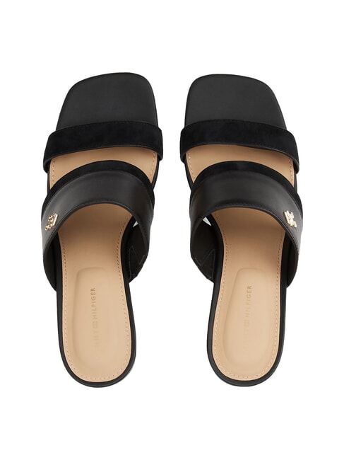 TH Leder-Pantolette mit breitem Absatz Schwarz - Damenschuhe