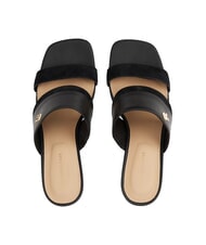 TOMMY HILFIGER TH Leder-Pantolette mit breitem Absatz Schwarz - Damenschuhe - 5