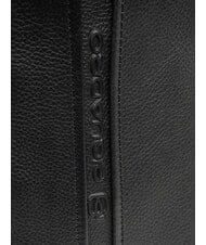 PIQUADRO X1 Lederrucksack mit einer Schulter Schwarz - Umh&auml;ngetaschen Herren - 3
