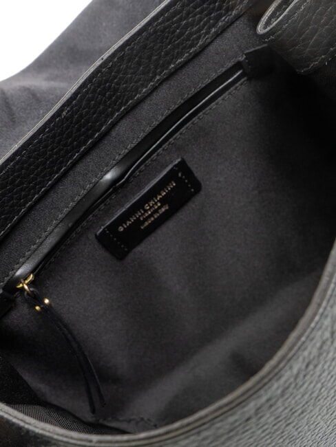 CECILE Schultertasche aus geh&auml;mmertem Leder Schwarz - Damentaschen