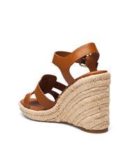 TOMMY HILFIGER TH Hohe Espadrilles-Keilsandalen aus Leder Cognacbraun - Damenschuhe - 5