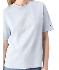 TOMMY HILFIGER OUTLINE FLAG TEE Kurzarm-T-Shirt in regul&auml;rer Passform eisblaues Heidekraut - T-Shirts und Tops f&uuml;r Damen - 3
