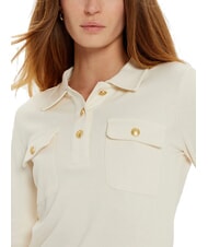 TOMMY HILFIGER TH Schmal geschnittenes, lang&auml;rmeliges Poloshirt Elfenbeinbl&uuml;tenblatt - Damen-Polo-Shirts/Damen-Polo-Shirt/Damenpoloshirt/Damenpoloshirts - 3