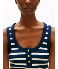 TOMMY HILFIGER HENLEY Tanktop mit 3 Kn&ouml;pfen Dunkelblau, Marineblau, Wei&szlig;, Breton-Streifen - T-Shirts und Tops f&uuml;r Damen - 3