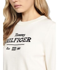 TOMMY HILFIGER TH Rundhalspullover mit Logo Elfenbeinbl&uuml;tenblatt - Damenpullover - 2