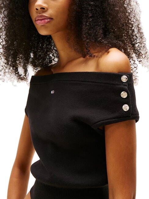 TH JEANS Kurzer Pullover mit kurzen &Auml;rmeln Schwarz - T-Shirts und Tops f&uuml;r Damen