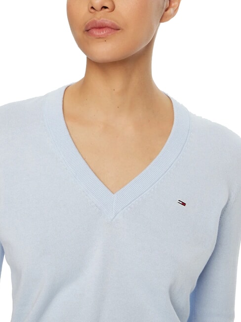 TH JEANS Damen-Baumwollpullover mit V-Ausschnitt s&uuml;&szlig;es Blau - Damenpullover