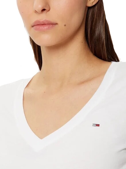 TH JEANS Kurzarm-T-Shirt mit V-Ausschnitt Wei&szlig; - T-Shirts und Tops f&uuml;r Damen