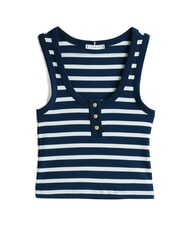 TOMMY HILFIGER HENLEY Tanktop mit 3 Kn&ouml;pfen Dunkelblau, Marineblau, Wei&szlig;, Breton-Streifen - T-Shirts und Tops f&uuml;r Damen - 4