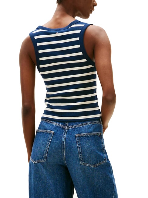 HENLEY Tanktop mit 3 Kn&ouml;pfen Dunkelblau, Marineblau, Wei&szlig;, Breton-Streifen - T-Shirts und Tops f&uuml;r Damen