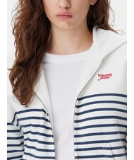 TOMMY HILFIGER SCRIPT LOGO Baumwoll-Hoodie mit durchgehendem Rei&szlig;verschluss Ecru / Marineblau gestreift - Sweatshirts Damen - 3
