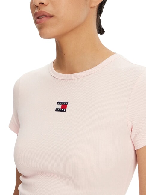 TH JEANS Geripptes Kurzarm-T-Shirt kostbares Rosa - T-Shirts und Tops f&uuml;r Damen