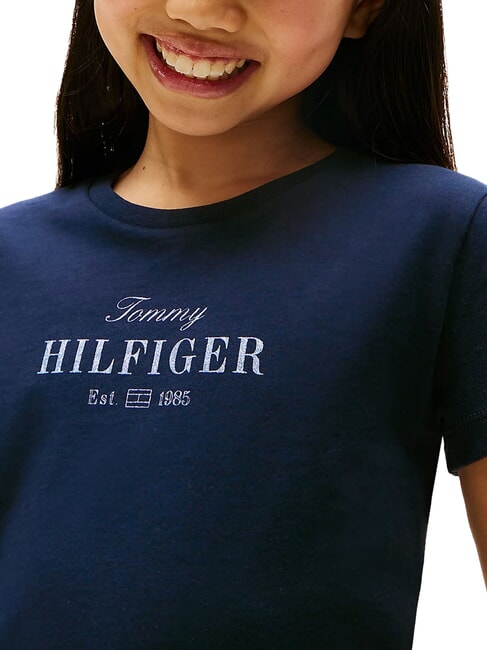 KIDS BIMBA Baumwoll-T-Shirt mit Glitzerdruck dunkle Nachtmarine - Kinder-T-Shirt