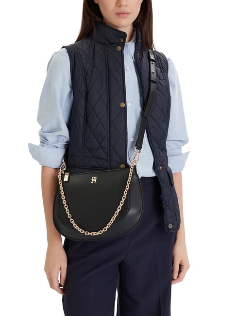 TH GLAM Schultertasche mit Schultergurt Schwarz - Damentaschen