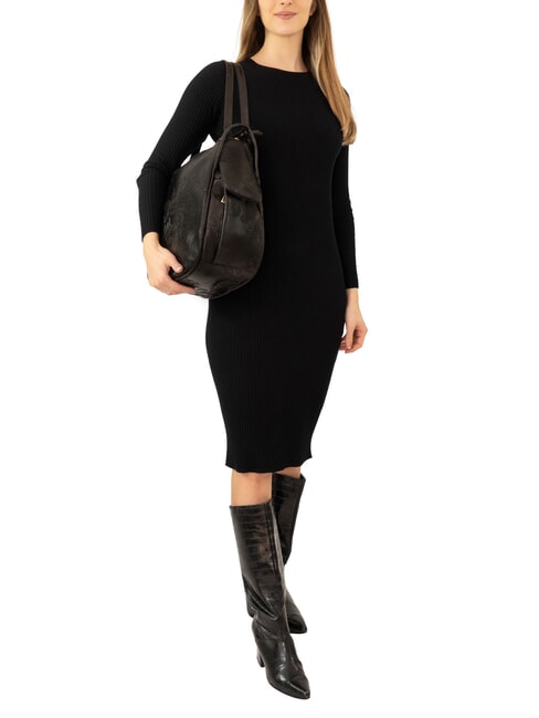 TRIO Rucksack aus Damastleder schwarzer Damast - Damentaschen