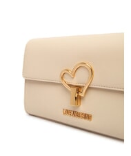 LOVE MOSCHINO HEART TURNLOCK Kleine Umh&auml;ngetasche Elfenbein - Damentaschen - 3