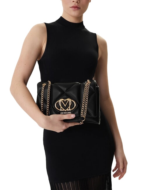 EMBOSSED Wandelbare Schultertasche Schwarz - Damentaschen