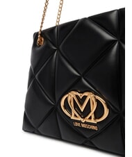 LOVE MOSCHINO EMBOSSED Schultertasche mit Kettenhenkeln Schwarz - Damentaschen - 3