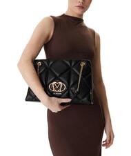 LOVE MOSCHINO EMBOSSED Schultertasche mit Kettenhenkeln Schwarz - Damentaschen - 5