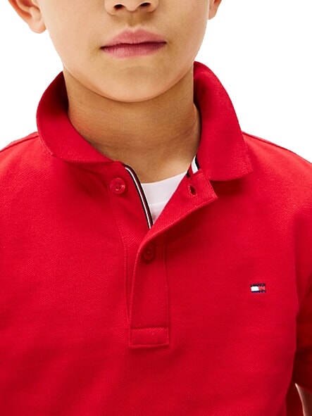 TH KIDS Kurz&auml;rmeliges Poloshirt aus Baumwolle Prim&auml;rrot - Kinder-T-Shirt