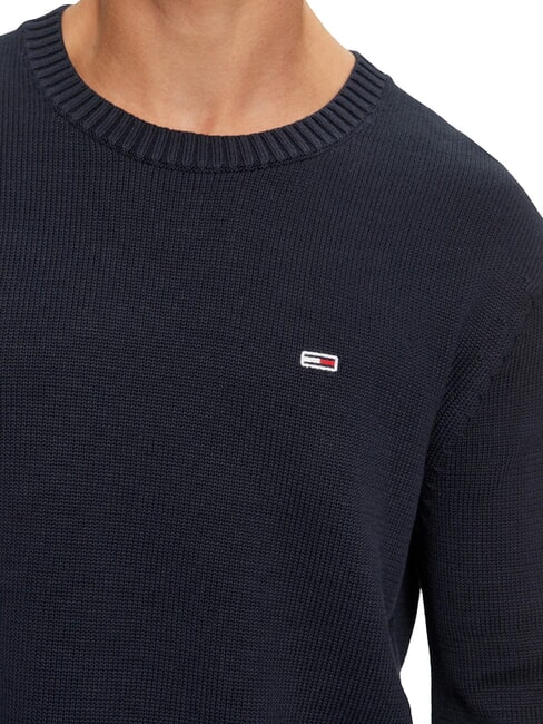 TH JEANS  Rundhalsausschnitt aus Baumwolle dunkle Nachtmarine - Herrenpullover