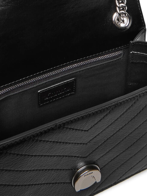 LOVE ONE LIGHT Mini-Stepptasche aus Leder schwarze Limousine - mattsilber - Damentaschen