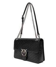 PINKO LOVE ONE LIGHT Mittelgro&szlig;e gesteppte Ledertasche schwarze Limousine - mattsilber - Damentaschen - 4