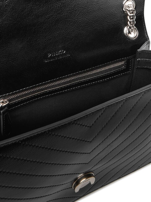 LOVE ONE LIGHT Mittelgro&szlig;e gesteppte Ledertasche schwarze Limousine - mattsilber - Damentaschen