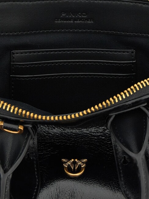 BOWLING Kleiner Lederkuppelbeutel schwarz-antikgold - Damentaschen