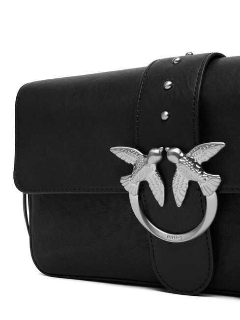 LOVE ONE Schultertasche aus Leder schwarze Limousine - mattsilber - Damentaschen