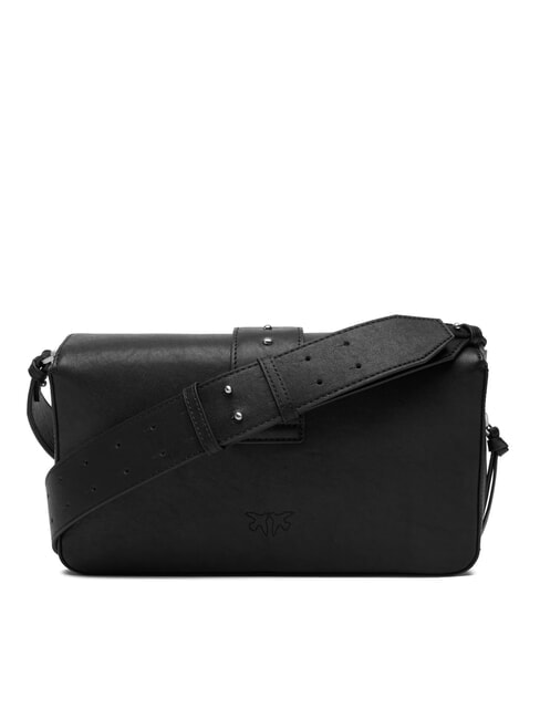 LOVE ONE Schultertasche aus Leder schwarze Limousine - mattsilber - Damentaschen