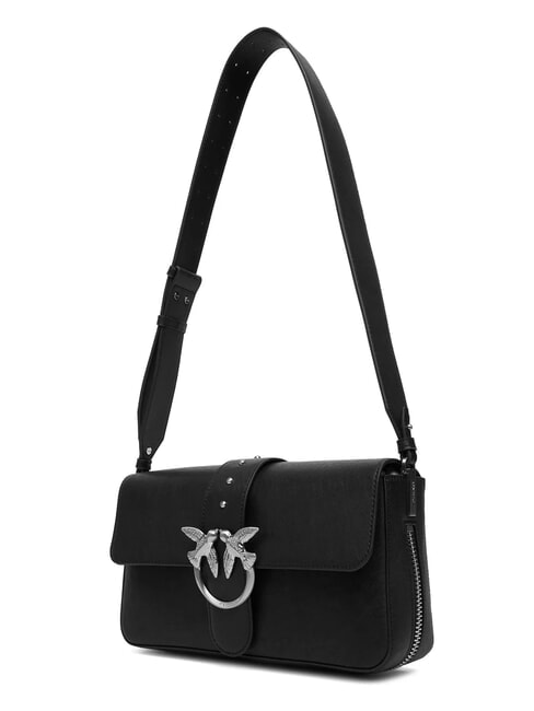 LOVE ONE Schultertasche aus Leder schwarze Limousine - mattsilber - Damentaschen