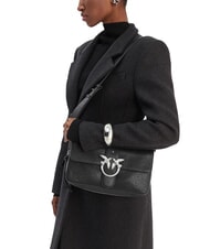 PINKO LOVE ONE Schultertasche aus Leder schwarze Limousine - mattsilber - Damentaschen - 6