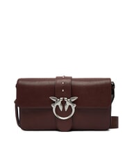 PINKO LOVE ONE Schultertasche aus Leder braun-kastanienbraun matt silber - Damentaschen - 2