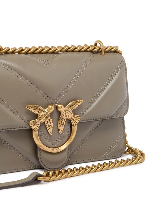 LOVE ONE MINI Schultertasche aus Leder Walnuss-Antikgold - Damentaschen