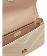 PINKO LOVE ONE CLASSIC Umh&auml;ngetasche aus Leder Seide wei&szlig;-antikgold - Damentaschen - 5