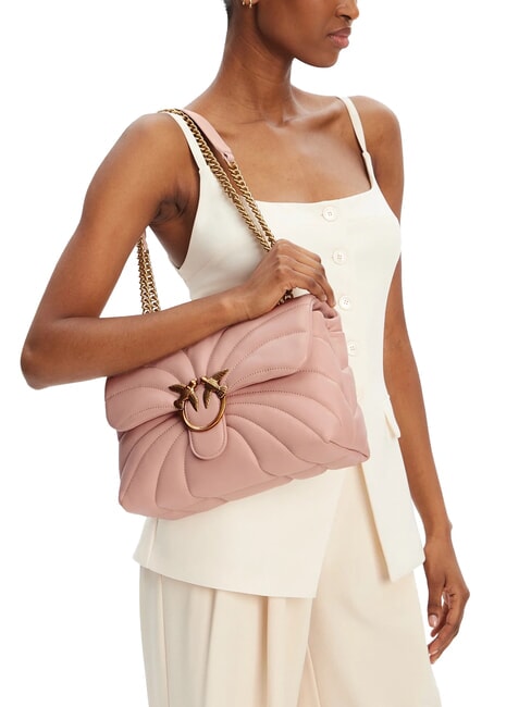 LOVE PUFF CLASSIC Umh&auml;ngetasche aus Nappaleder Puder-Antikgold - Damentaschen