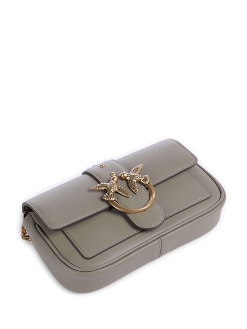 LOVE ONE POCKET Umh&auml;ngetasche aus Leder Walnuss-Antikgold - Damentaschen