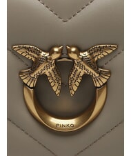 PINKO LOVE CLICK Mini-Tasche aus gestepptem Leder Walnuss-Antikgold - Damentaschen - 3
