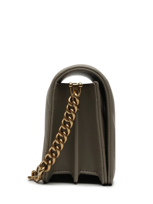 LOVE CLICK Mini-Tasche aus gestepptem Leder Walnuss-Antikgold - Damentaschen